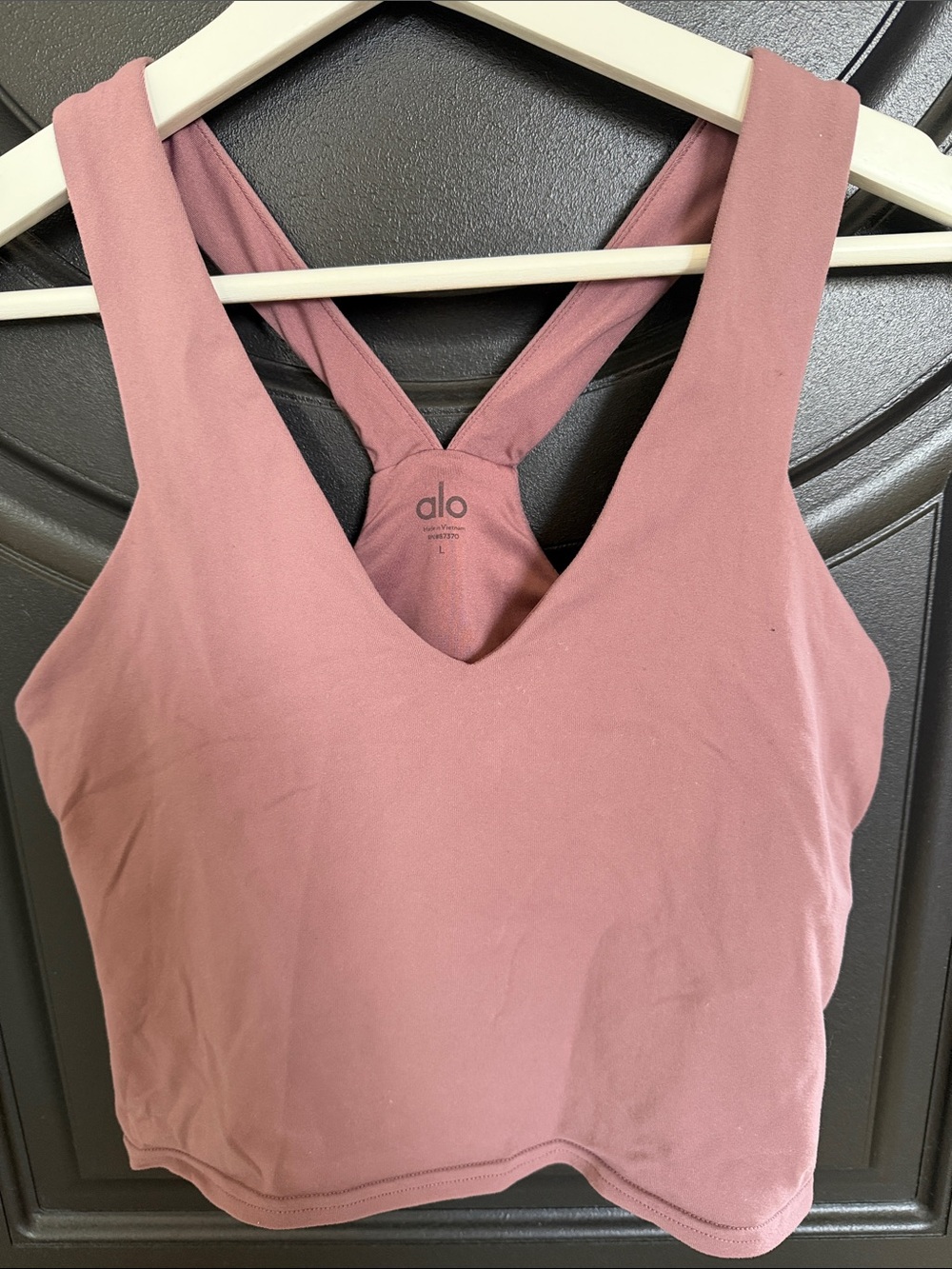ALO Yoga Airbrush Real Bra Tank Cross Back Sports Bra -Woodrose